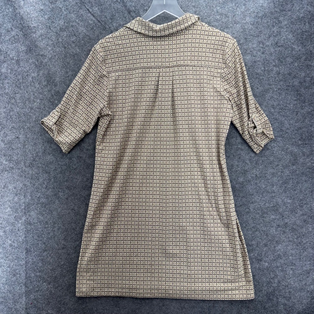 J.McLaughlin Womens Lawrence Dress Size L Tan Geometric Catalina Cloth Roll Tab - Picture 5 of 11